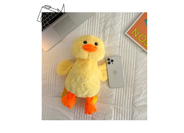 1-10PCS Small Yellow Duck Plush Bag 2024 New Cute Shoulder Bag Teenage Girls Traveling Backpack Hundreds of Animal Cartoon Bag