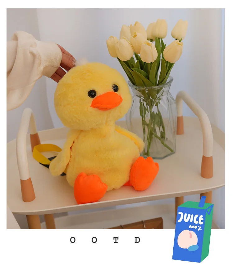 1-10PCS Small Yellow Duck Plush Bag 2024 New Cute Shoulder Bag Teenage Girls Traveling Backpack Hundreds of Animal Cartoon Bag