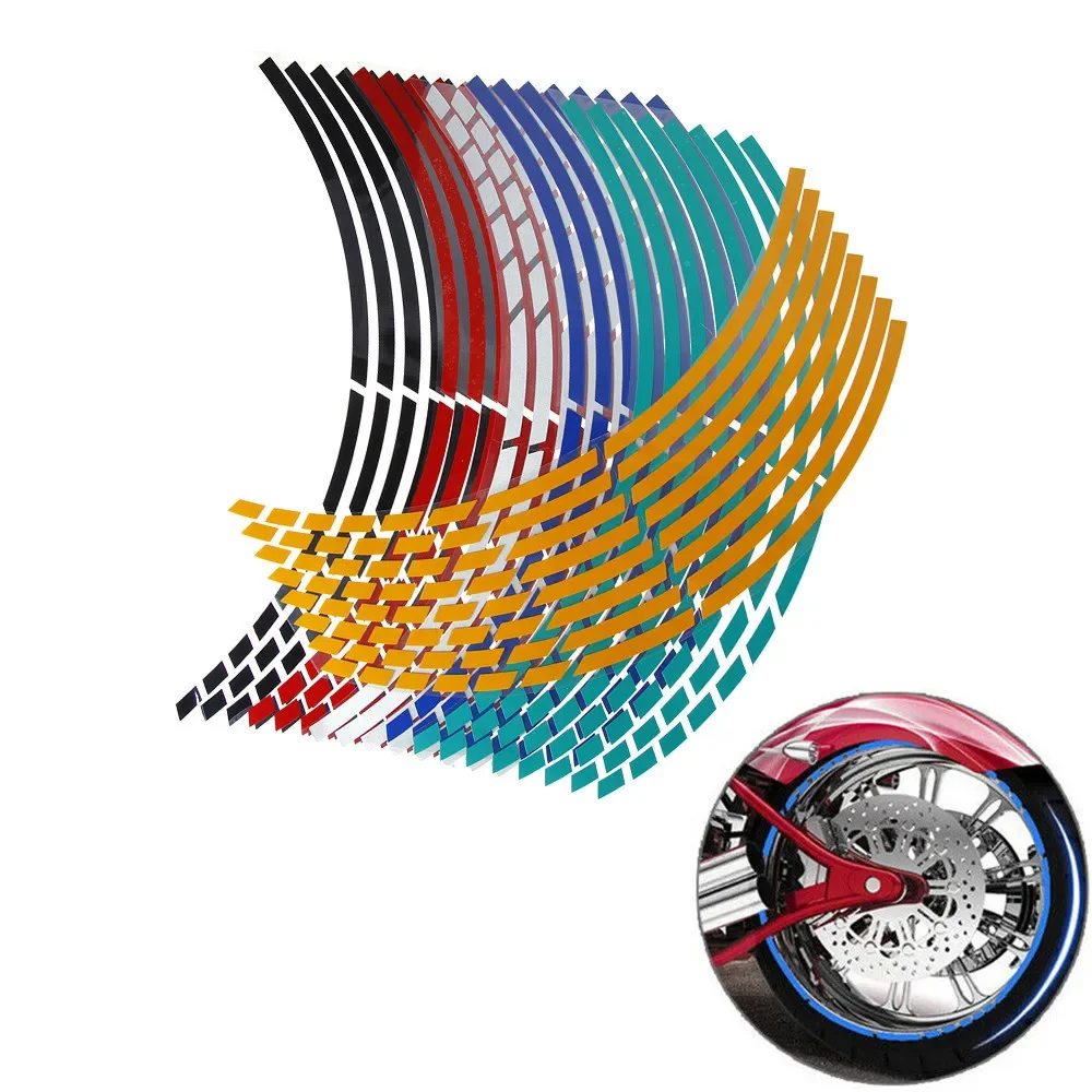 Motorcycle Car Tire Decals Trim Strips Universal Reflective Bike Wheel Sticker Waterproof Motorcycle Wheel Rim Tape 17"18"19