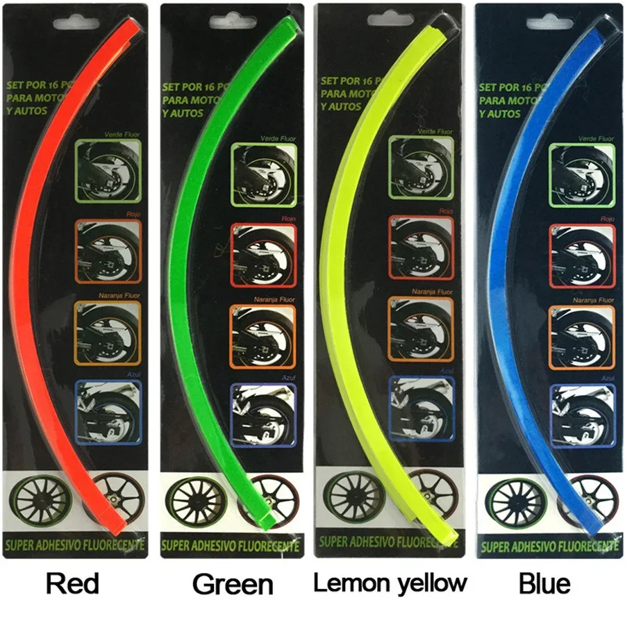 Motorcycle Car Tire Decals Trim Strips Universal Reflective Bike Wheel Sticker Waterproof Motorcycle Wheel Rim Tape 17"18"19