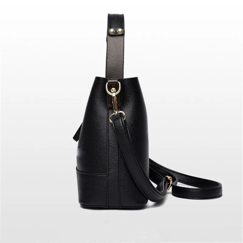 Women Leather Bucket Bag, Stylish Top Handle, Comfortable Shoulder Strap, Fashion-Forward Design Handbag Shoulder Crossbody Bags