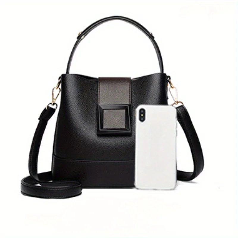 Women Leather Bucket Bag, Stylish Top Handle, Comfortable Shoulder Strap, Fashion-Forward Design Handbag Shoulder Crossbody Bags