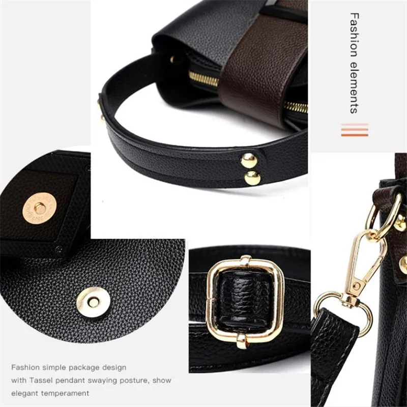 Women Leather Bucket Bag, Stylish Top Handle, Comfortable Shoulder Strap, Fashion-Forward Design Handbag Shoulder Crossbody Bags