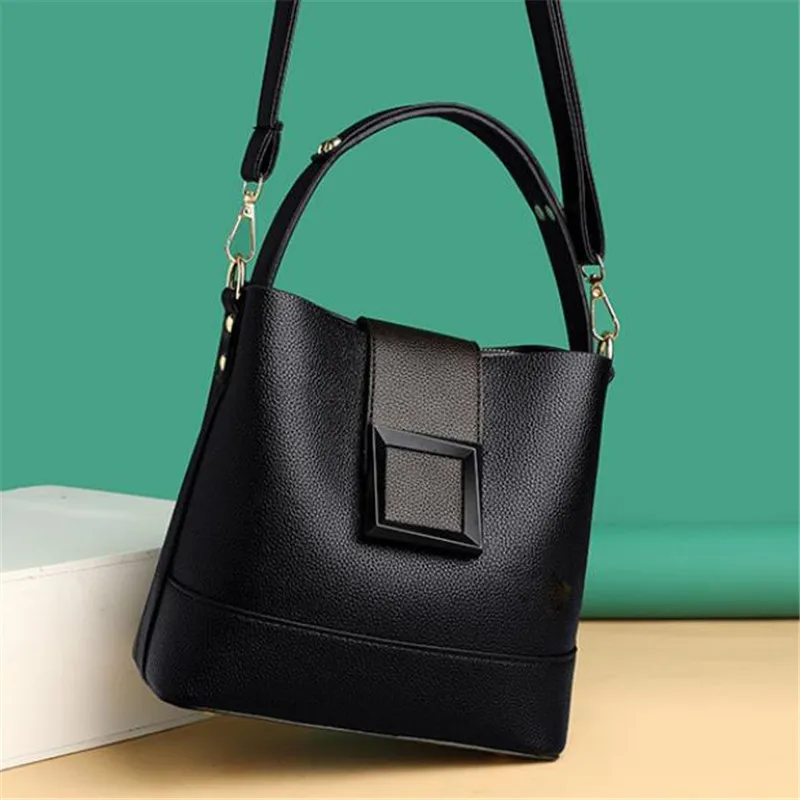 Women Leather Bucket Bag, Stylish Top Handle, Comfortable Shoulder Strap, Fashion-Forward Design Handbag Shoulder Crossbody Bags