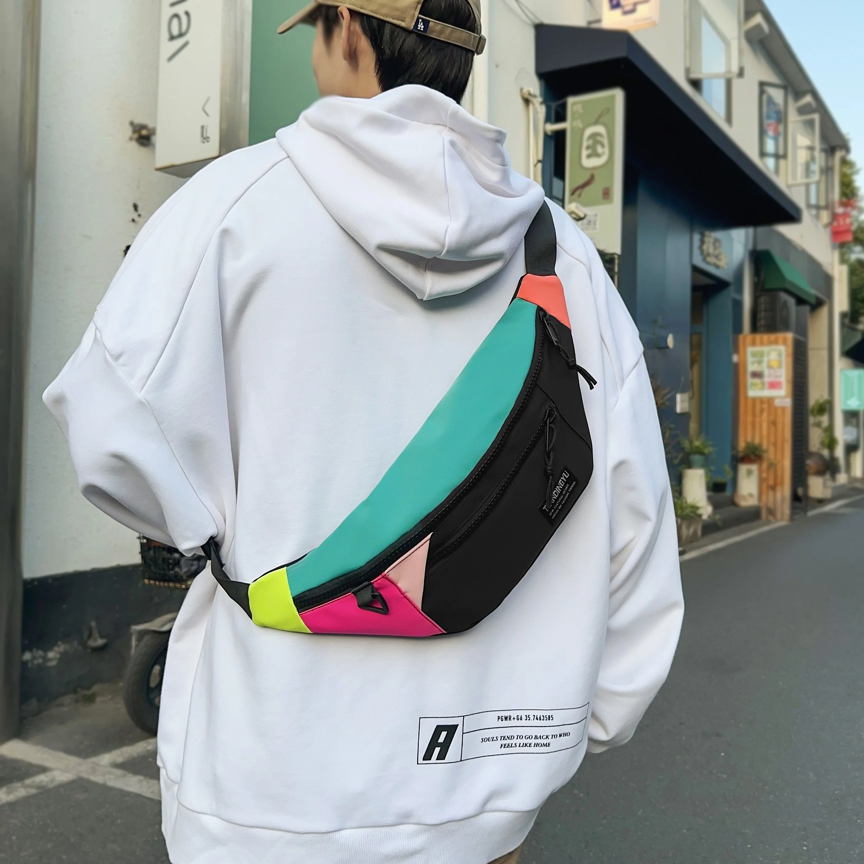 New Trendy Men's Chest Bag, Personalized and Versatile Casual Crossbody Bag, Sports Waist Bag, Daily Travel Crossbody Bag, Mobile Phone Bag