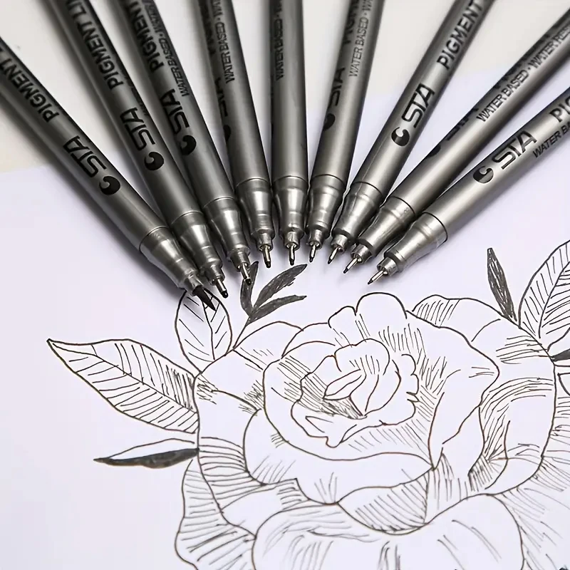 1pc Pigment Liner Pigma Micron Ink Marker Pen 0.05 0.1 0.2 0.3 0.4 0.5 0.6 Different Tip Black Fineliner Sketching Pens