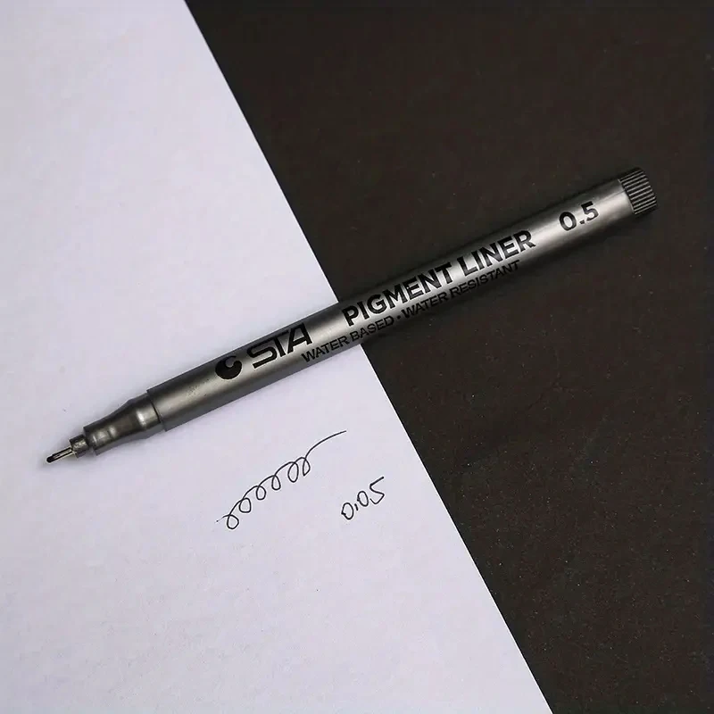 1pc Pigment Liner Pigma Micron Ink Marker Pen 0.05 0.1 0.2 0.3 0.4 0.5 0.6 Different Tip Black Fineliner Sketching Pens