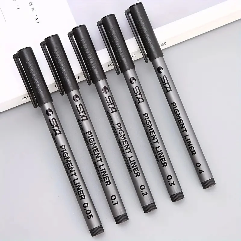 1pc Pigment Liner Pigma Micron Ink Marker Pen 0.05 0.1 0.2 0.3 0.4 0.5 0.6 Different Tip Black Fineliner Sketching Pens