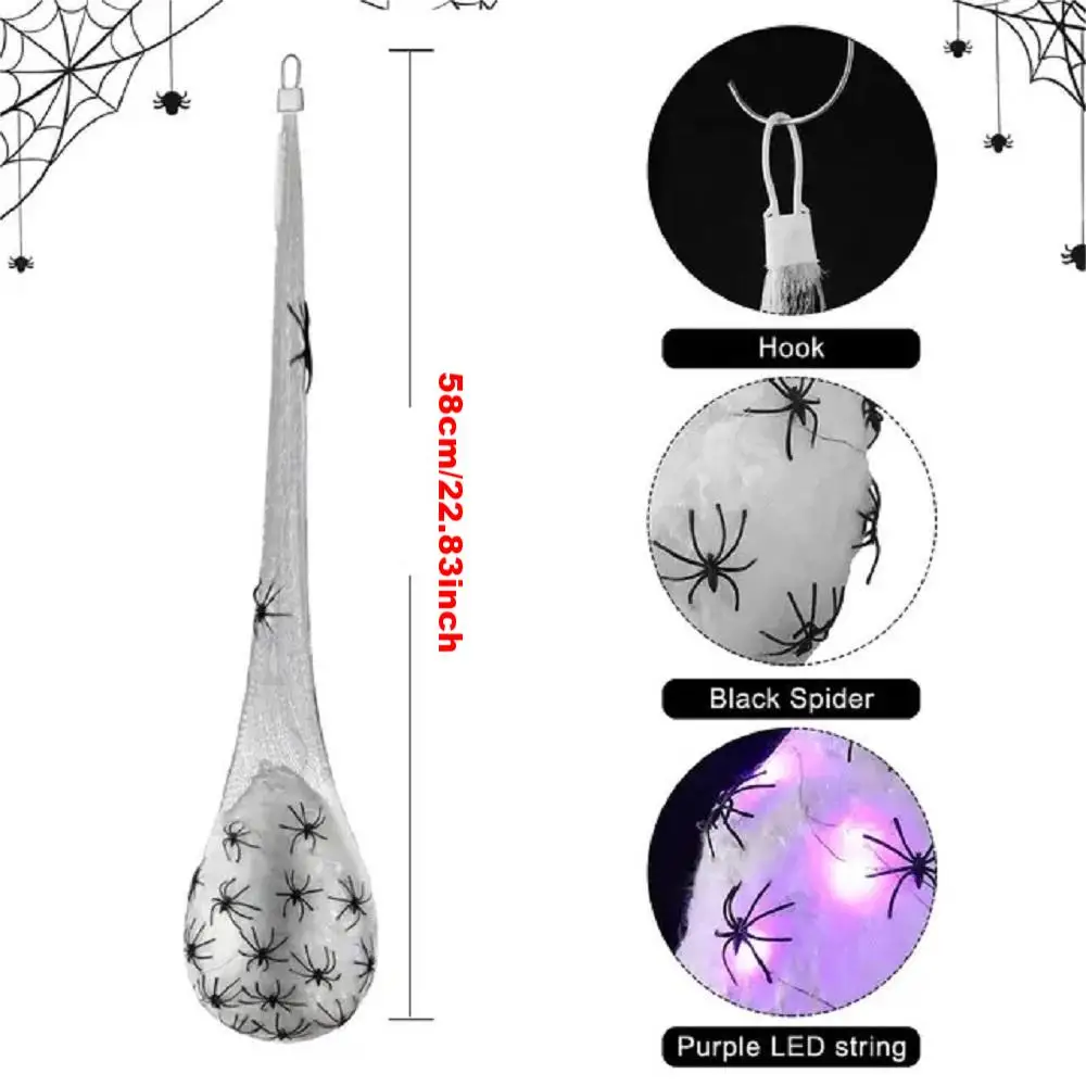 Halloween Decoration Hanging Light up Spider Egg Sacs Outdoor Decoration Glowing Spider Web Egg Indoor Lighted Gift for Party
