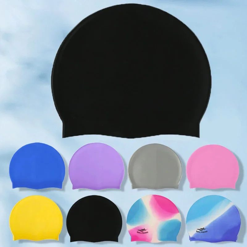 Waterproof Silicone Swim Caps Women Men High Elastic Flexible Protect Ears Hair Swimming Pool Hat for Adults Children Girls Boys