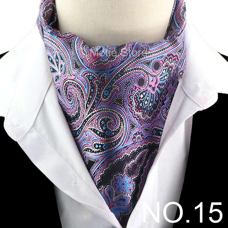New Design Jacquard Paisley Cashew Cravat Formal Ascot Scrunch Self British Gentleman Scarf Polyester Tie Suit Accessories Gifts