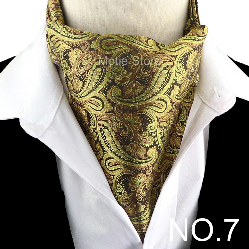 New Design Jacquard Paisley Cashew Cravat Formal Ascot Scrunch Self British Gentleman Scarf Polyester Tie Suit Accessories Gifts