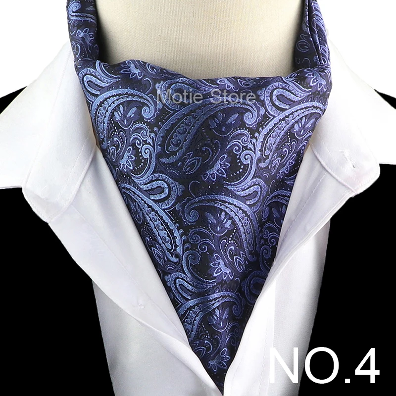 New Design Jacquard Paisley Cashew Cravat Formal Ascot Scrunch Self British Gentleman Scarf Polyester Tie Suit Accessories Gifts