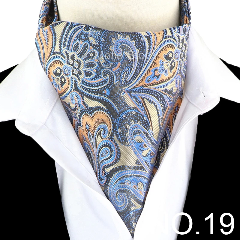 New Design Jacquard Paisley Cashew Cravat Formal Ascot Scrunch Self British Gentleman Scarf Polyester Tie Suit Accessories Gifts