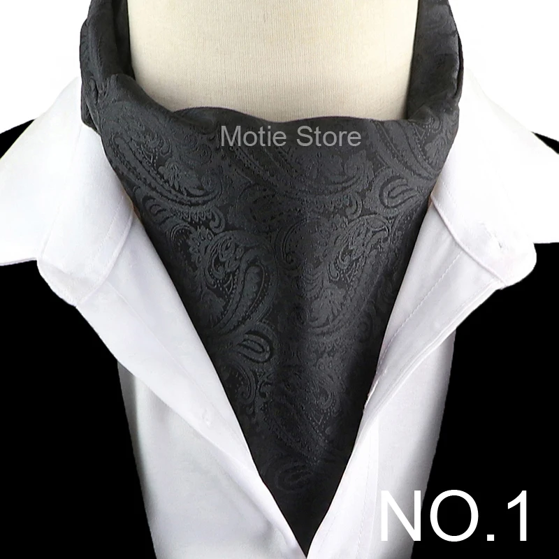 New Design Jacquard Paisley Cashew Cravat Formal Ascot Scrunch Self British Gentleman Scarf Polyester Tie Suit Accessories Gifts