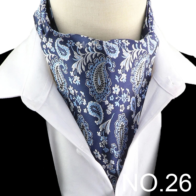 New Design Jacquard Paisley Cashew Cravat Formal Ascot Scrunch Self British Gentleman Scarf Polyester Tie Suit Accessories Gifts