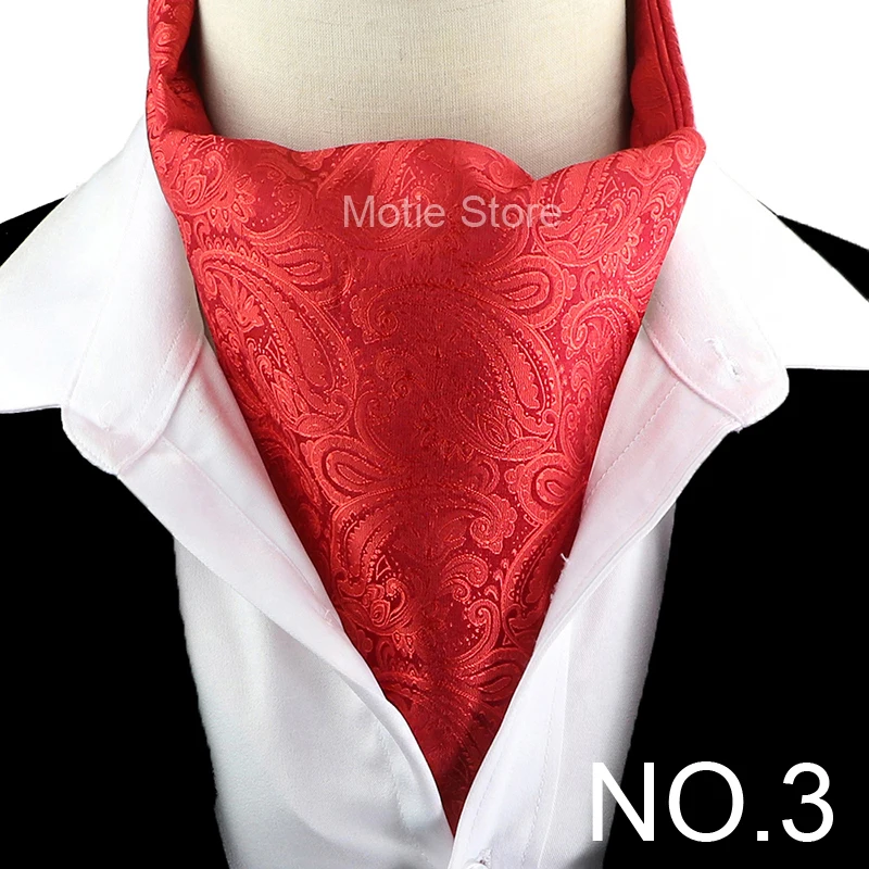 New Design Jacquard Paisley Cashew Cravat Formal Ascot Scrunch Self British Gentleman Scarf Polyester Tie Suit Accessories Gifts