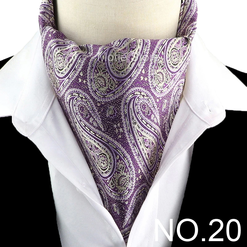 New Design Jacquard Paisley Cashew Cravat Formal Ascot Scrunch Self British Gentleman Scarf Polyester Tie Suit Accessories Gifts