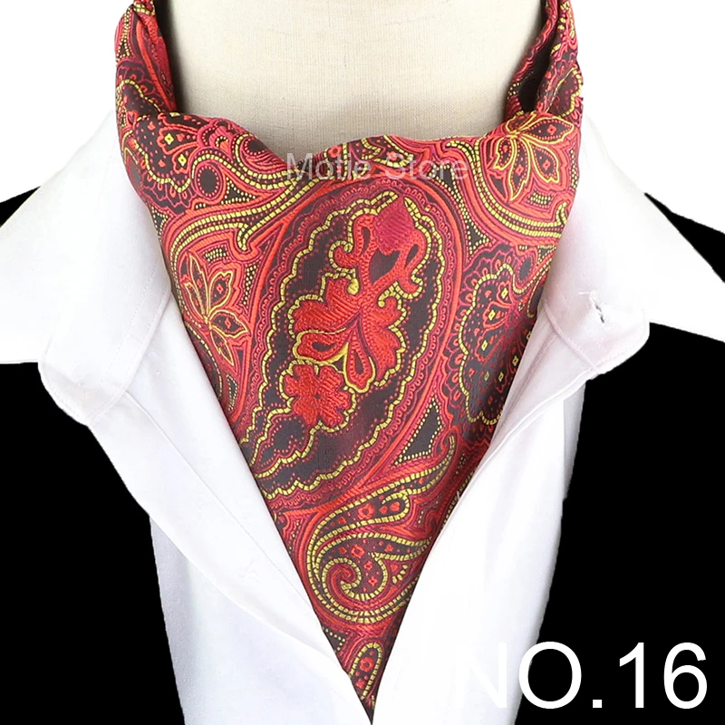 New Design Jacquard Paisley Cashew Cravat Formal Ascot Scrunch Self British Gentleman Scarf Polyester Tie Suit Accessories Gifts