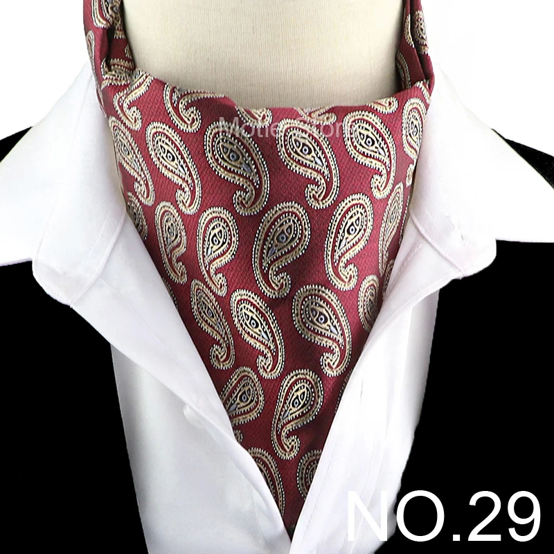 New Design Jacquard Paisley Cashew Cravat Formal Ascot Scrunch Self British Gentleman Scarf Polyester Tie Suit Accessories Gifts