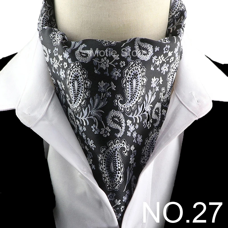 New Design Jacquard Paisley Cashew Cravat Formal Ascot Scrunch Self British Gentleman Scarf Polyester Tie Suit Accessories Gifts