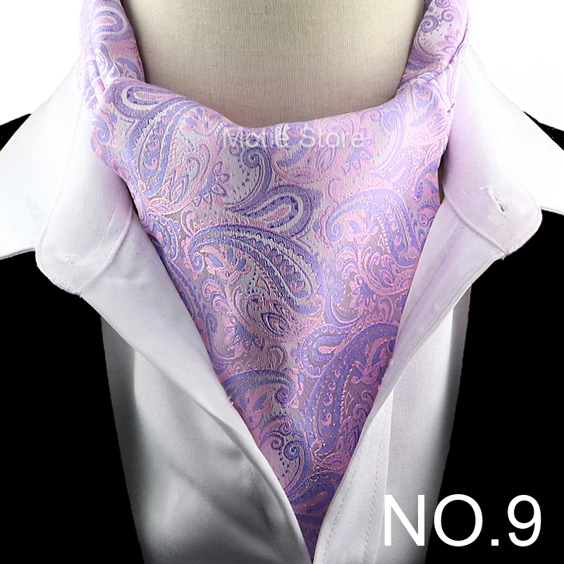 New Design Jacquard Paisley Cashew Cravat Formal Ascot Scrunch Self British Gentleman Scarf Polyester Tie Suit Accessories Gifts