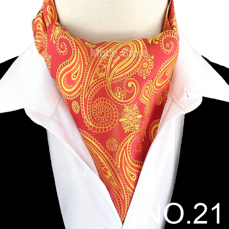 New Design Jacquard Paisley Cashew Cravat Formal Ascot Scrunch Self British Gentleman Scarf Polyester Tie Suit Accessories Gifts