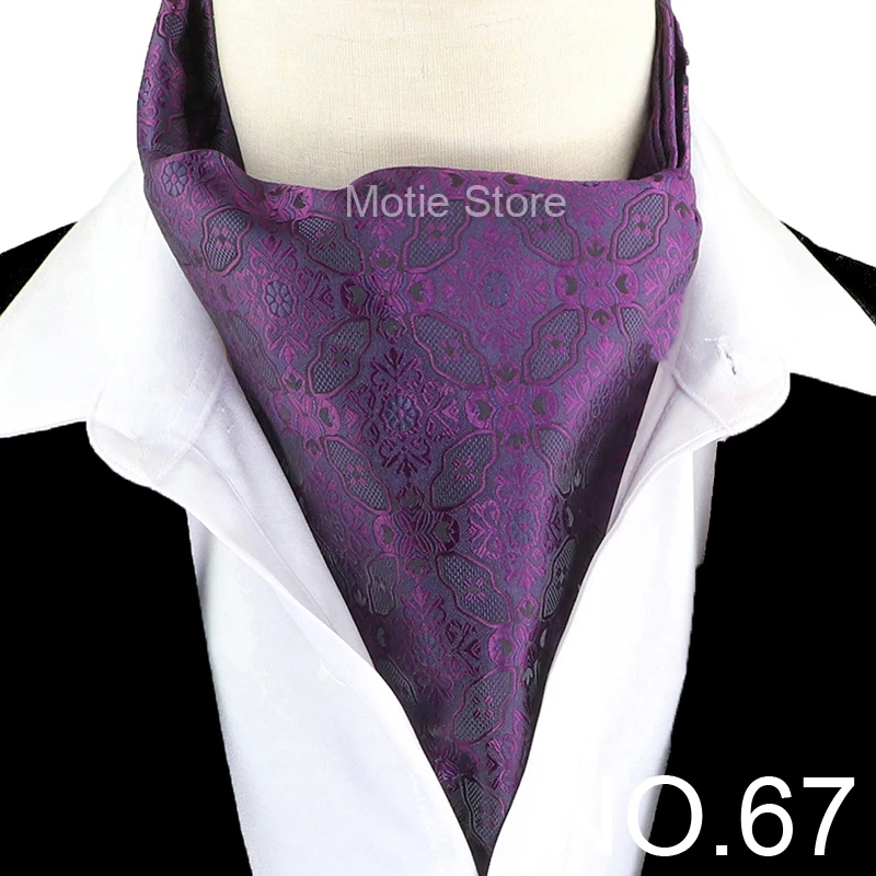 New Design Jacquard Paisley Cashew Cravat Formal Ascot Scrunch Self British Gentleman Scarf Polyester Tie Suit Accessories Gifts
