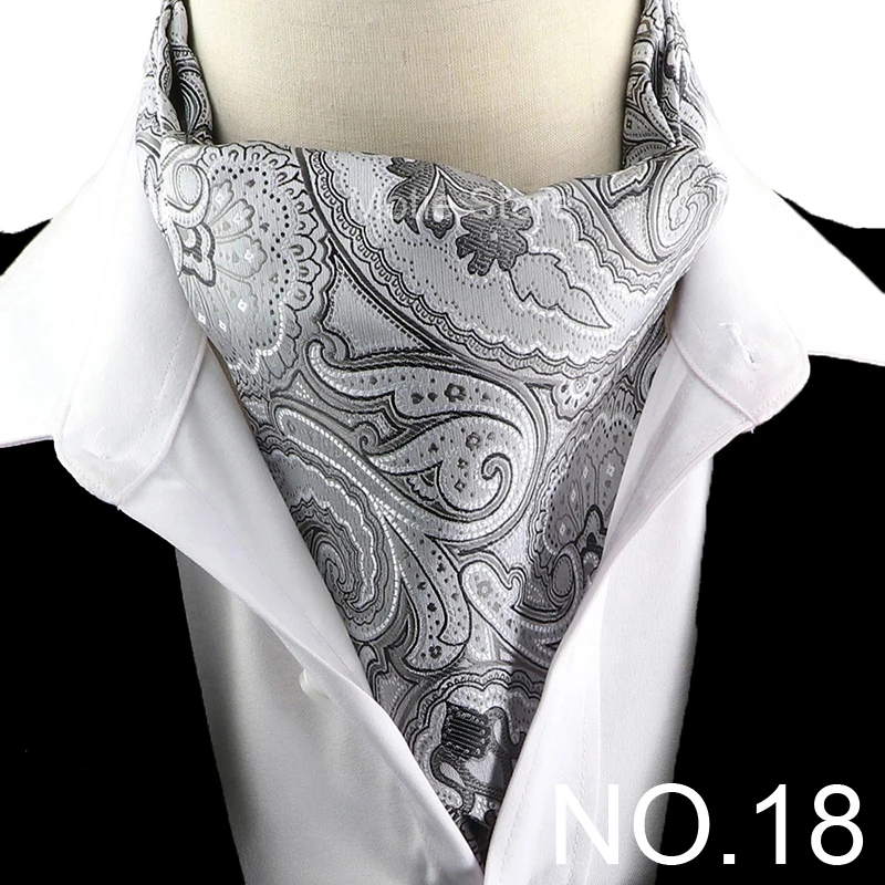New Design Jacquard Paisley Cashew Cravat Formal Ascot Scrunch Self British Gentleman Scarf Polyester Tie Suit Accessories Gifts