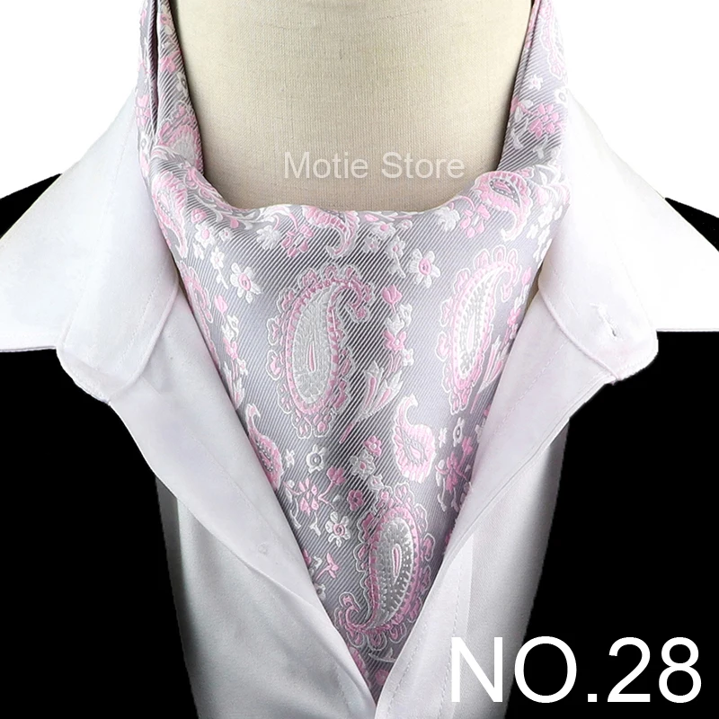 New Design Jacquard Paisley Cashew Cravat Formal Ascot Scrunch Self British Gentleman Scarf Polyester Tie Suit Accessories Gifts