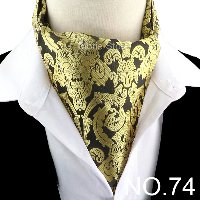 New Design Jacquard Paisley Cashew Cravat Formal Ascot Scrunch Self British Gentleman Scarf Polyester Tie Suit Accessories Gifts