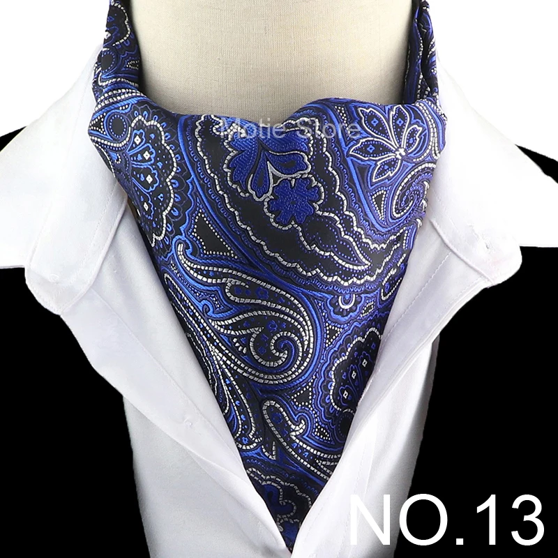 New Design Jacquard Paisley Cashew Cravat Formal Ascot Scrunch Self British Gentleman Scarf Polyester Tie Suit Accessories Gifts