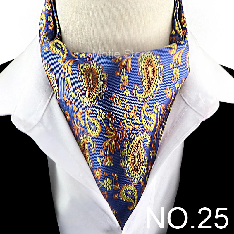 New Design Jacquard Paisley Cashew Cravat Formal Ascot Scrunch Self British Gentleman Scarf Polyester Tie Suit Accessories Gifts