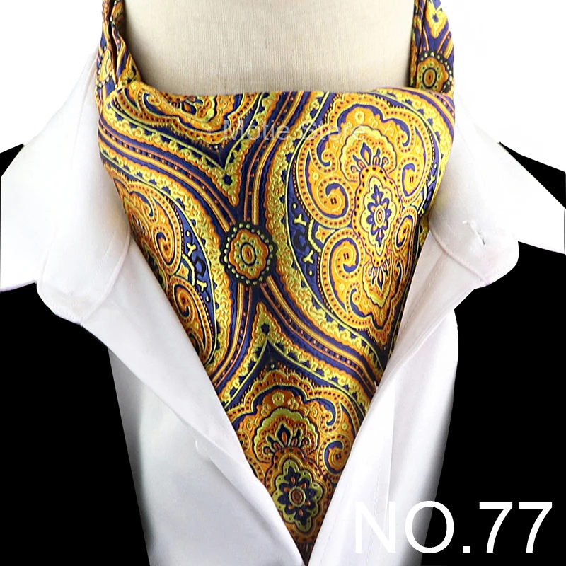 New Design Jacquard Paisley Cashew Cravat Formal Ascot Scrunch Self British Gentleman Scarf Polyester Tie Suit Accessories Gifts