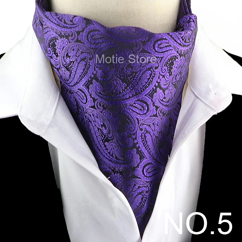 New Design Jacquard Paisley Cashew Cravat Formal Ascot Scrunch Self British Gentleman Scarf Polyester Tie Suit Accessories Gifts