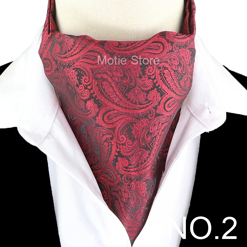 New Design Jacquard Paisley Cashew Cravat Formal Ascot Scrunch Self British Gentleman Scarf Polyester Tie Suit Accessories Gifts
