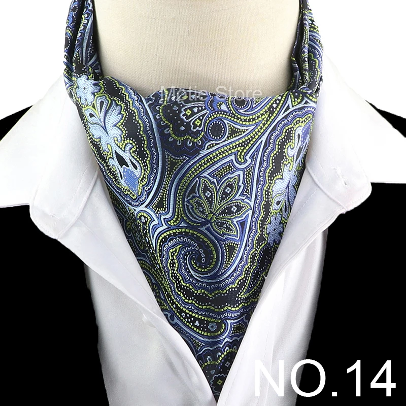 New Design Jacquard Paisley Cashew Cravat Formal Ascot Scrunch Self British Gentleman Scarf Polyester Tie Suit Accessories Gifts