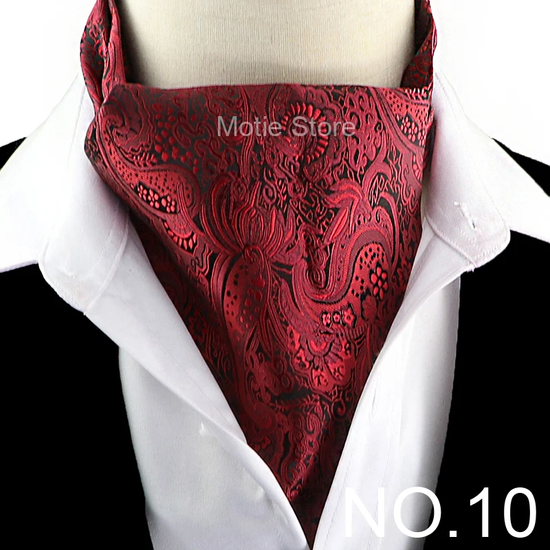 New Design Jacquard Paisley Cashew Cravat Formal Ascot Scrunch Self British Gentleman Scarf Polyester Tie Suit Accessories Gifts