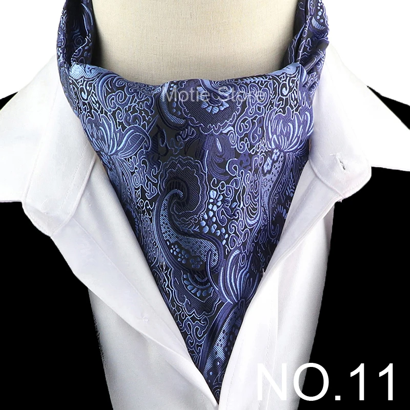 New Design Jacquard Paisley Cashew Cravat Formal Ascot Scrunch Self British Gentleman Scarf Polyester Tie Suit Accessories Gifts