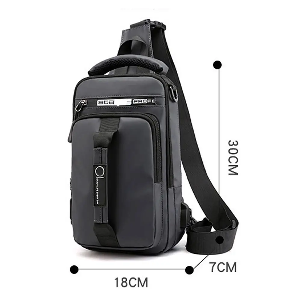 Men's Sling Crossbody Bag Anti-theft Chest Shoulder Messenger Backpack USB Port