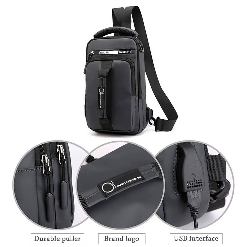 Men's Sling Crossbody Bag Anti-theft Chest Shoulder Messenger Backpack USB Port