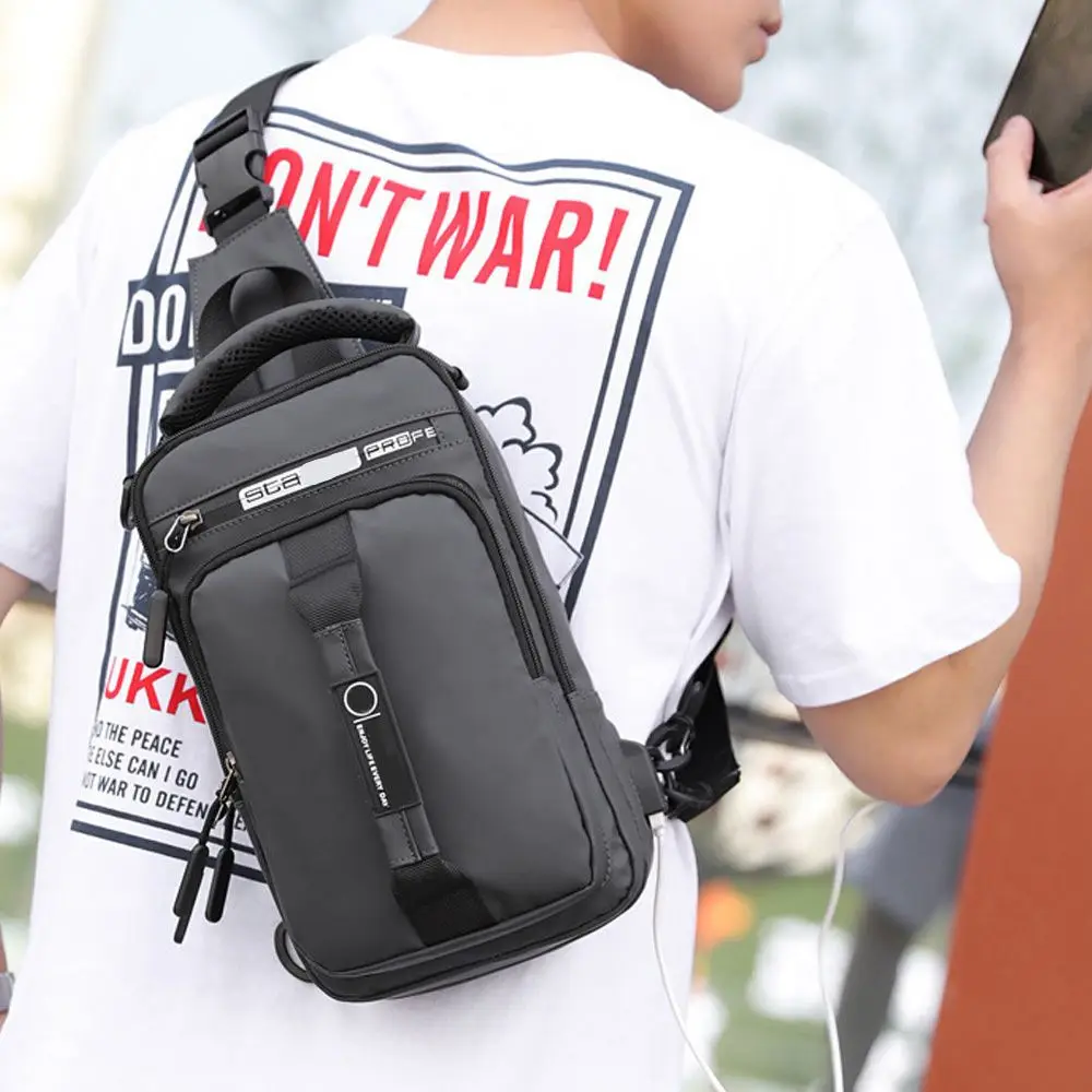 Men's Sling Crossbody Bag Anti-theft Chest Shoulder Messenger Backpack USB Port