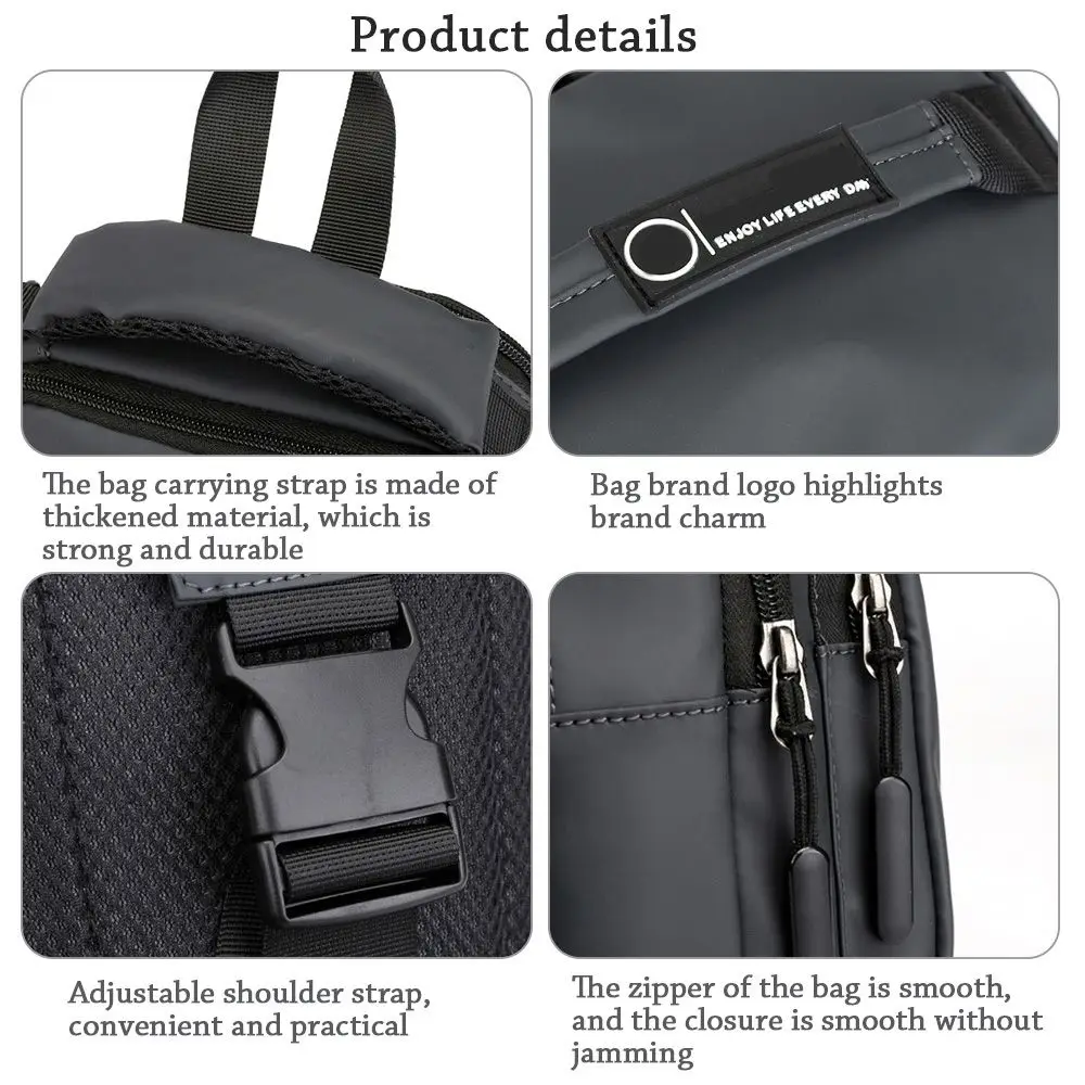 Men's Sling Crossbody Bag Anti-theft Chest Shoulder Messenger Backpack USB Port