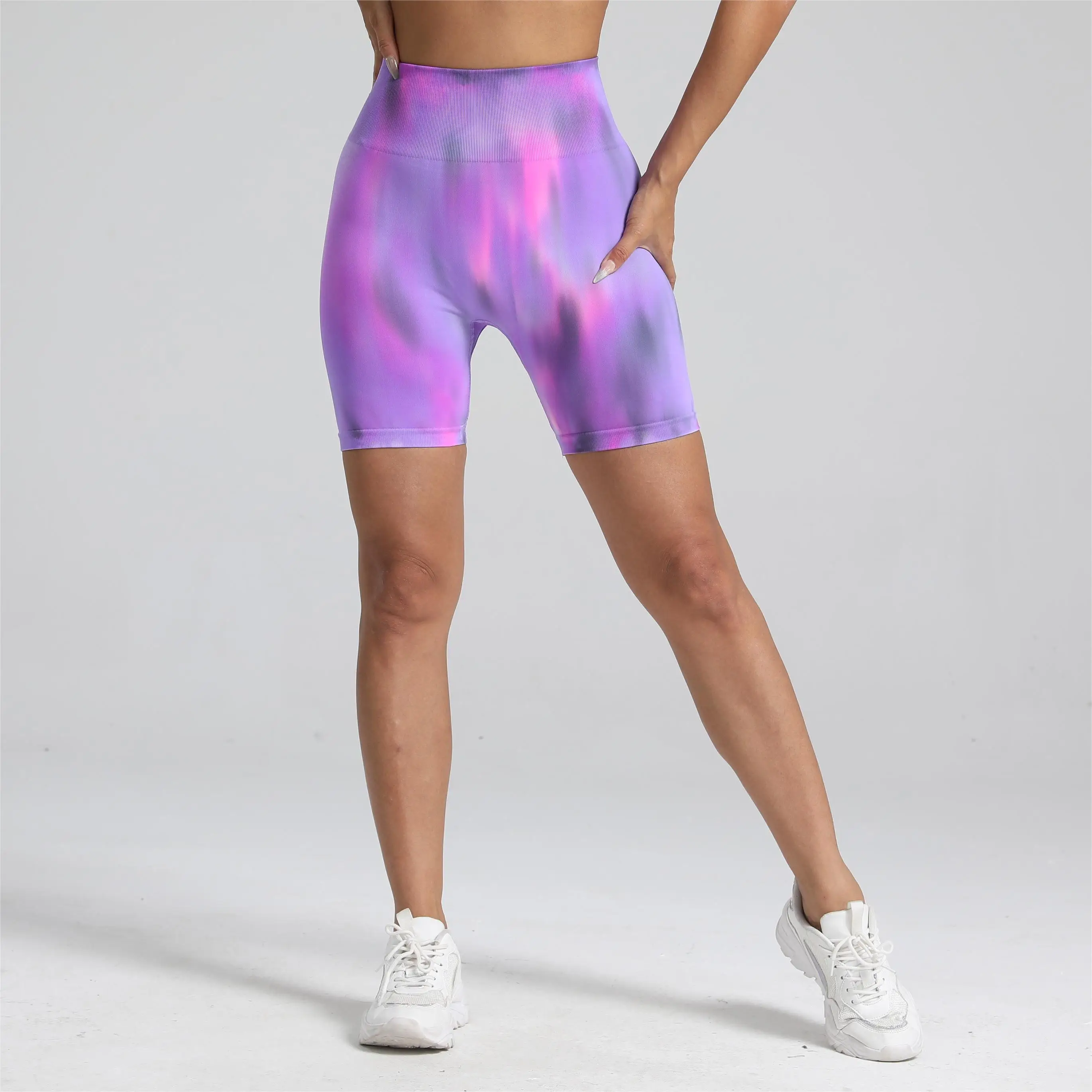 Women Tie Dye Gym Leggings Seamless Push Up Tights Training Pants Scrunch Sports High Waist Butt Lifting Workout Yoga Leggins