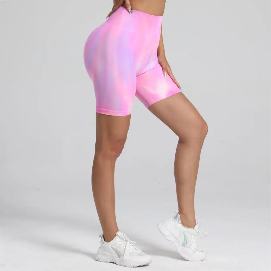 Women Tie Dye Gym Leggings Seamless Push Up Tights Training Pants Scrunch Sports High Waist Butt Lifting Workout Yoga Leggins