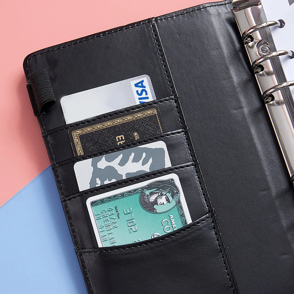A6 Binder Planner Pink Notebook Binder and 12 Pieces 6 Hole Binder Zipper Folder,Binder Pockets Cash Envelope Wallet
