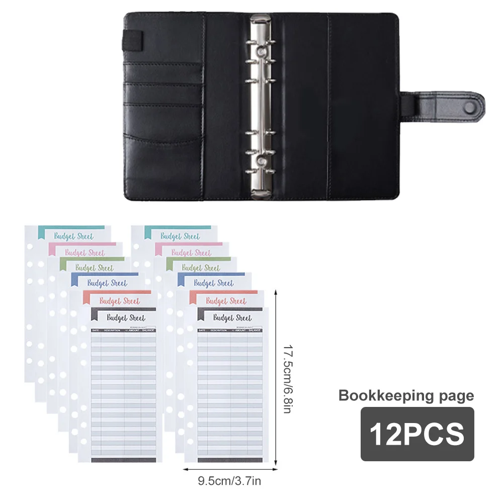 A6 Binder Planner Pink Notebook Binder and 12 Pieces 6 Hole Binder Zipper Folder,Binder Pockets Cash Envelope Wallet
