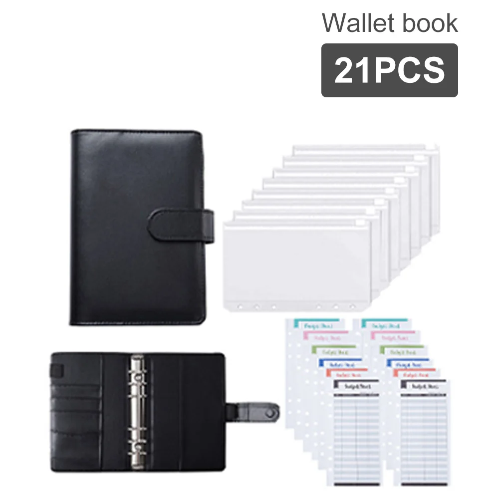 A6 Binder Planner Pink Notebook Binder and 12 Pieces 6 Hole Binder Zipper Folder,Binder Pockets Cash Envelope Wallet