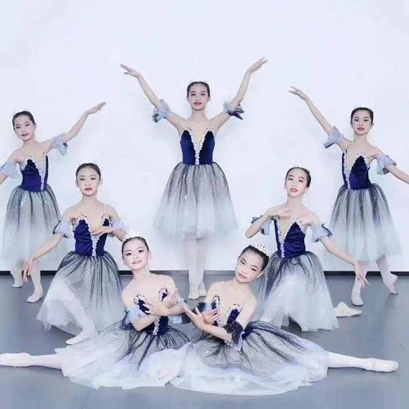 Child Long Ballet Dress Performance Clothing Girls Women Ballet Tutu Skirt Gymnastic Leotard Professional Belly Dance Costume