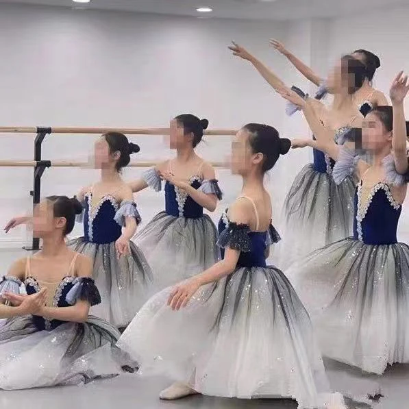 Child Long Ballet Dress Performance Clothing Girls Women Ballet Tutu Skirt Gymnastic Leotard Professional Belly Dance Costume